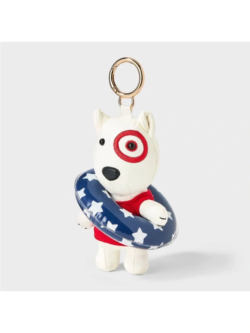 Target Red & White Dog Plush Keychain with Blue Star Float